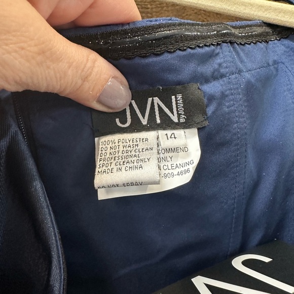 JVN by Jovani Style# JVN04717 Navy Off the Shoulder Mermaid Gown - Size 14 - Picture 5 of 8